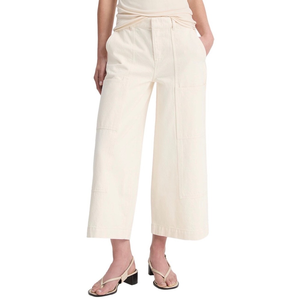 Vince Utility Cropped High Rise Cargo Pants Cream Utility Carpenter Womens 30